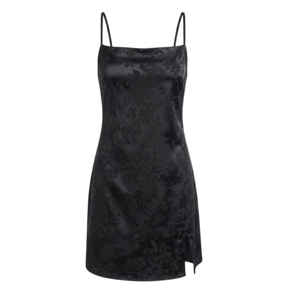 Princess Polly Slip Mini Dress Satin Floral Jacquard Slit